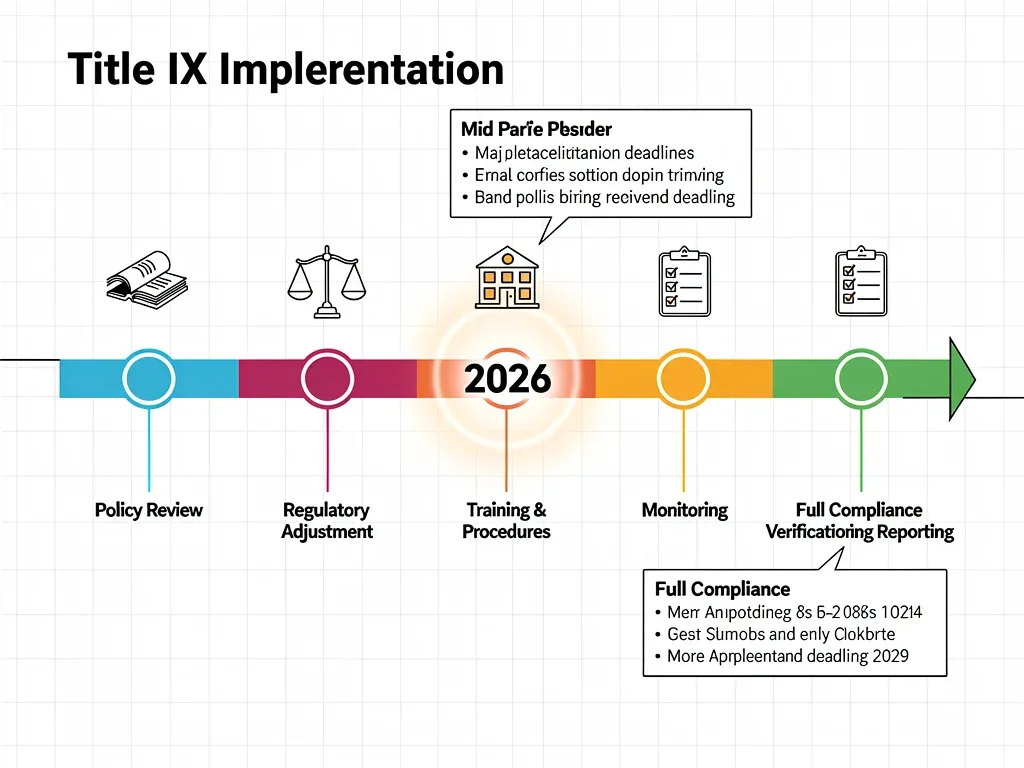 Timeline showing key dates for Title IX 2026 compliance