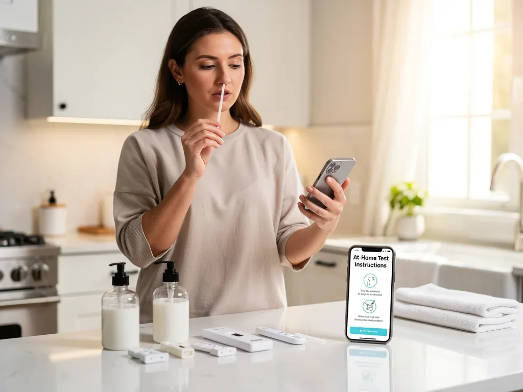User performing at-home respiratory virus test with new FDA-approved device