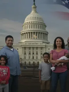 Families standing before new housing, symbolizing the Federal Housing Initiative 2026 impact.