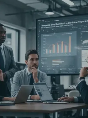 Professionals discussing new US workforce policy changes