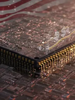 Advanced semiconductor wafer with integrated circuits, representing US production growth.