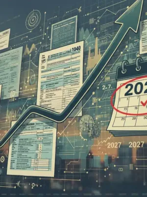 Financial charts and tax documents symbolizing capital gains tax changes for 2026.