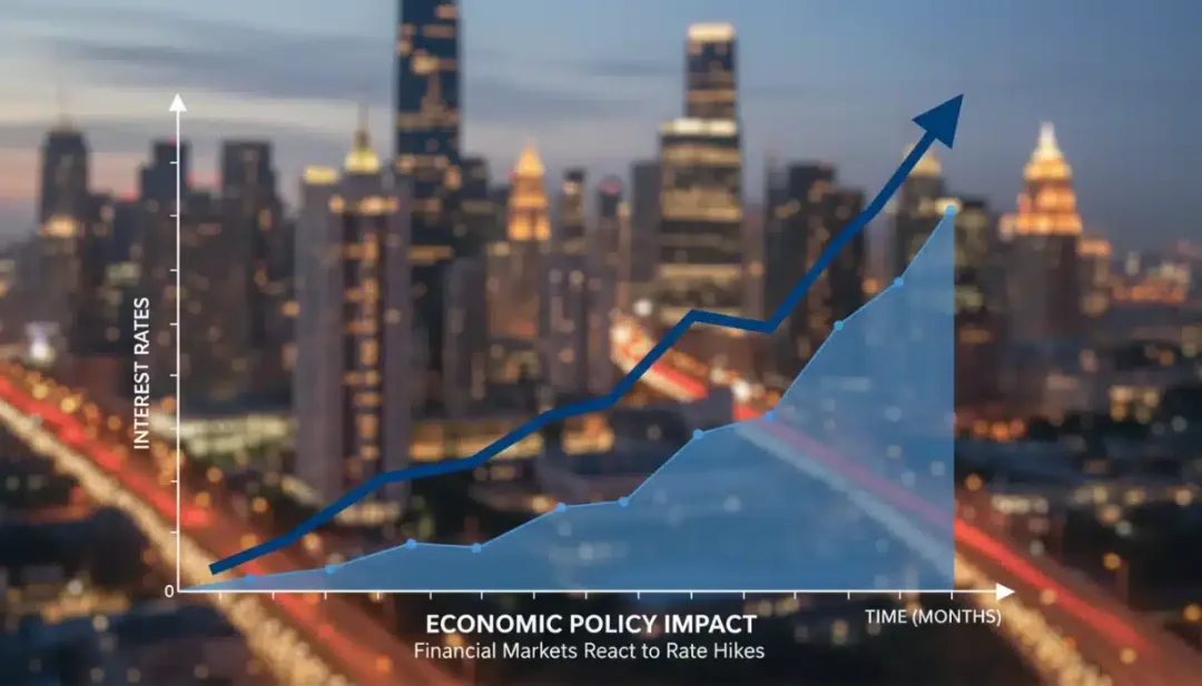 Rising interest rates graph impacting economic markets