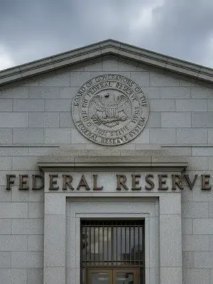 Federal Reserve building hinting at rate hikes amid inflation