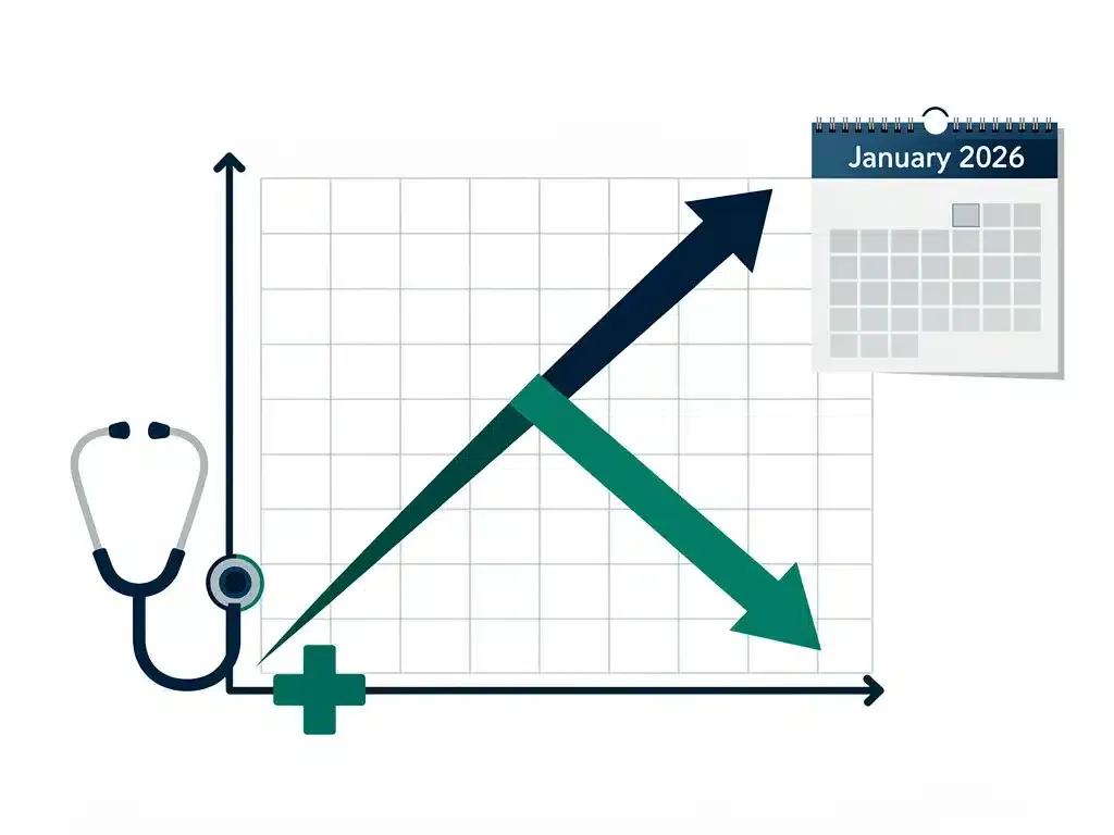 Chart illustrating projected decrease in healthcare costs by January 2026