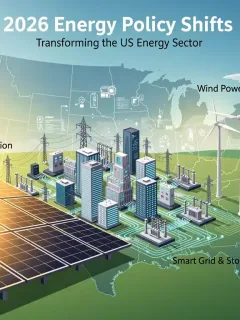 Illustration of renewable energy sources and smart grid representing 2026 US energy policy changes.