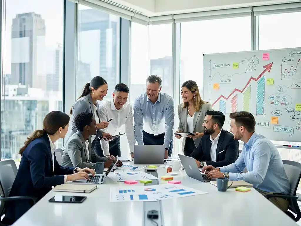 Diverse professionals collaborating in a growing sector