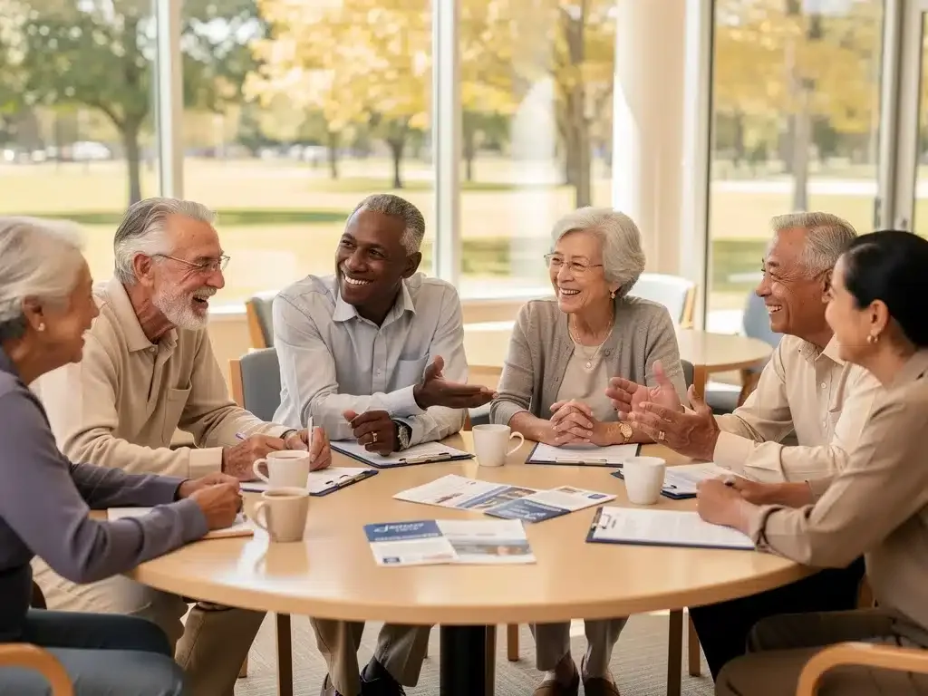 Seniors discussing positive impact of Social Security benefit increase