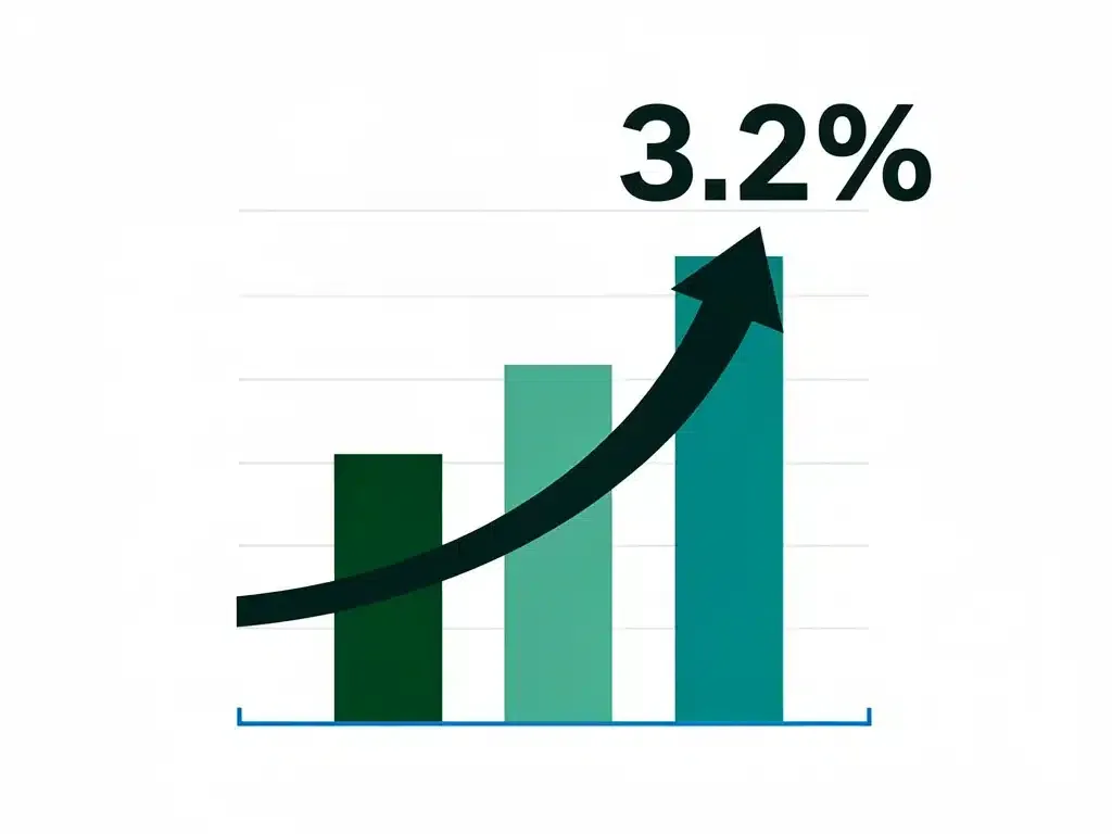 Graphic depicting a 3.2% increase in Social Security benefits