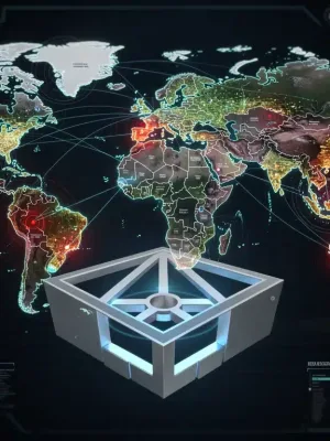 Global threat landscape with Pentagon logo