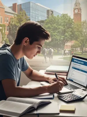 Student navigating FAFSA Changes 2026 on laptop, planning for federal aid