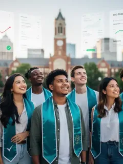 Students and recent graduates looking hopeful about student loan forgiveness programs in 2026.