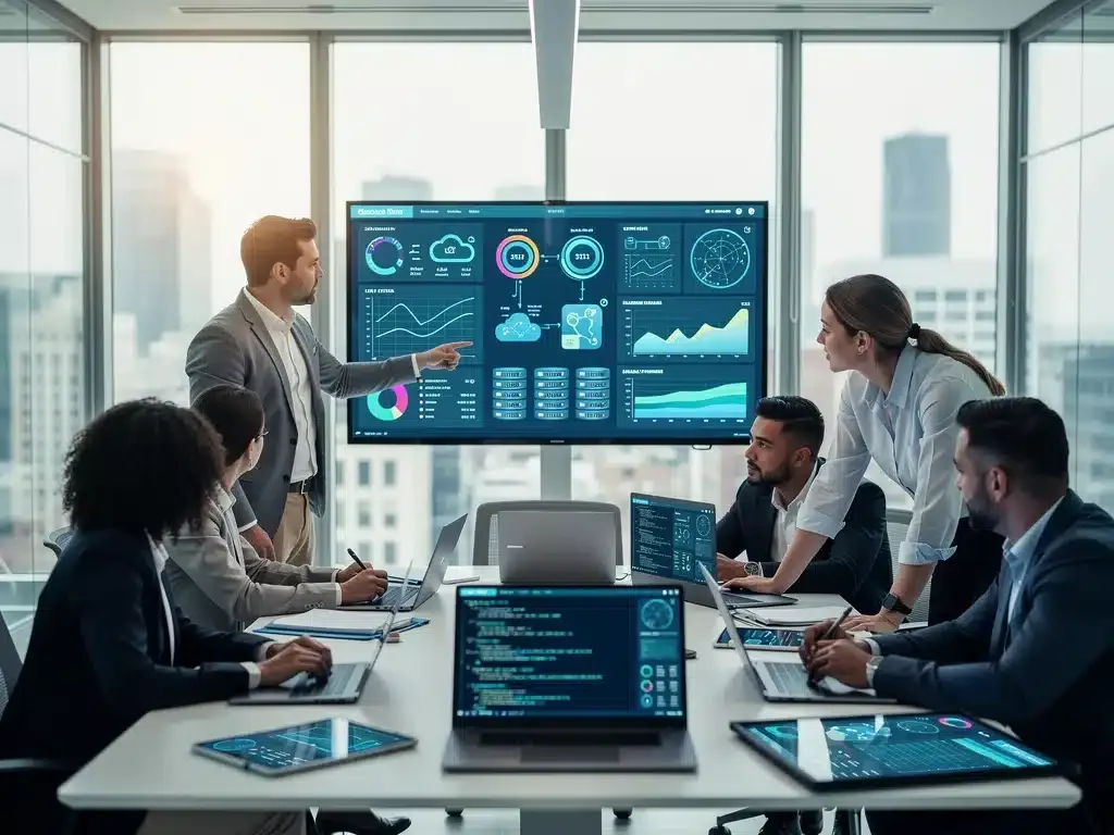 Diverse team collaborating on data and cloud projects