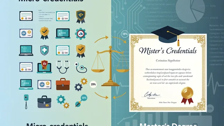 Comparative infographic of micro-credentials and master's degrees