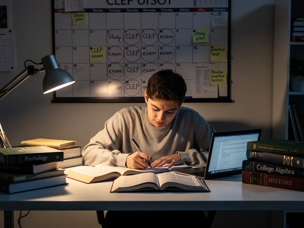 Student studying for CLEP exams to achieve accelerated degree pathways and reduce tuition.