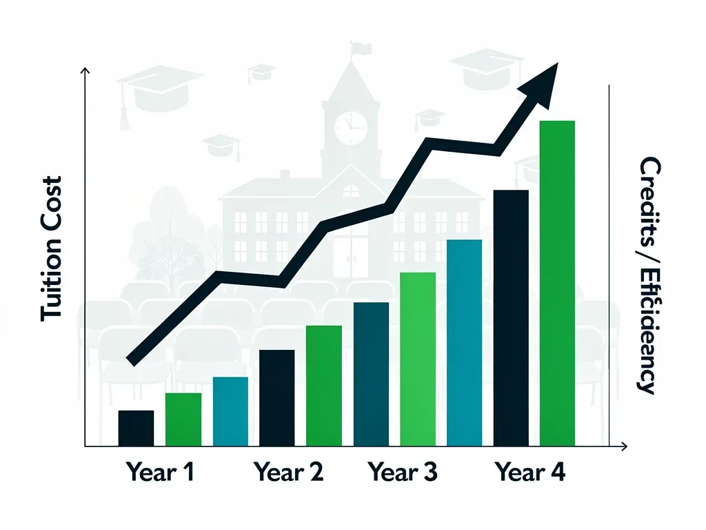 Financial graph illustrating tuition cost reduction and academic efficiency through accelerated pathways.