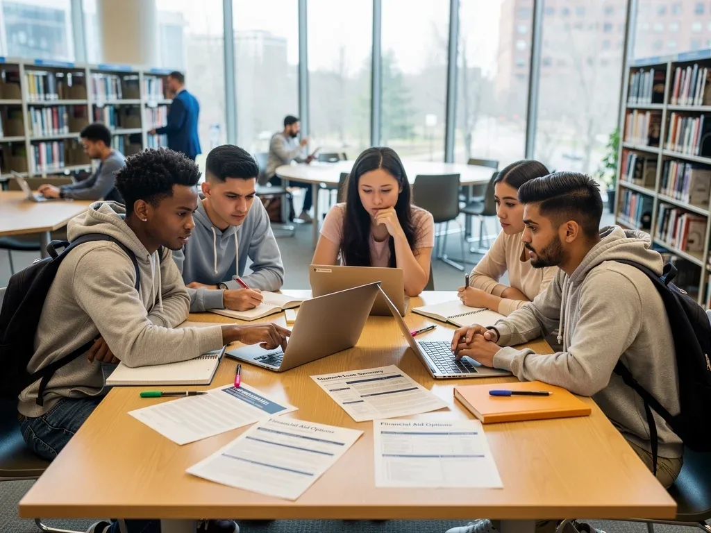 College students reviewing financial aid documents and loan limits for 2026