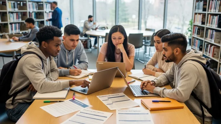 College students reviewing financial aid documents and loan limits for 2026