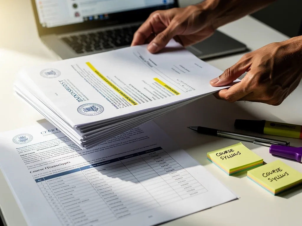 Organizing academic transcripts for credit appeal
