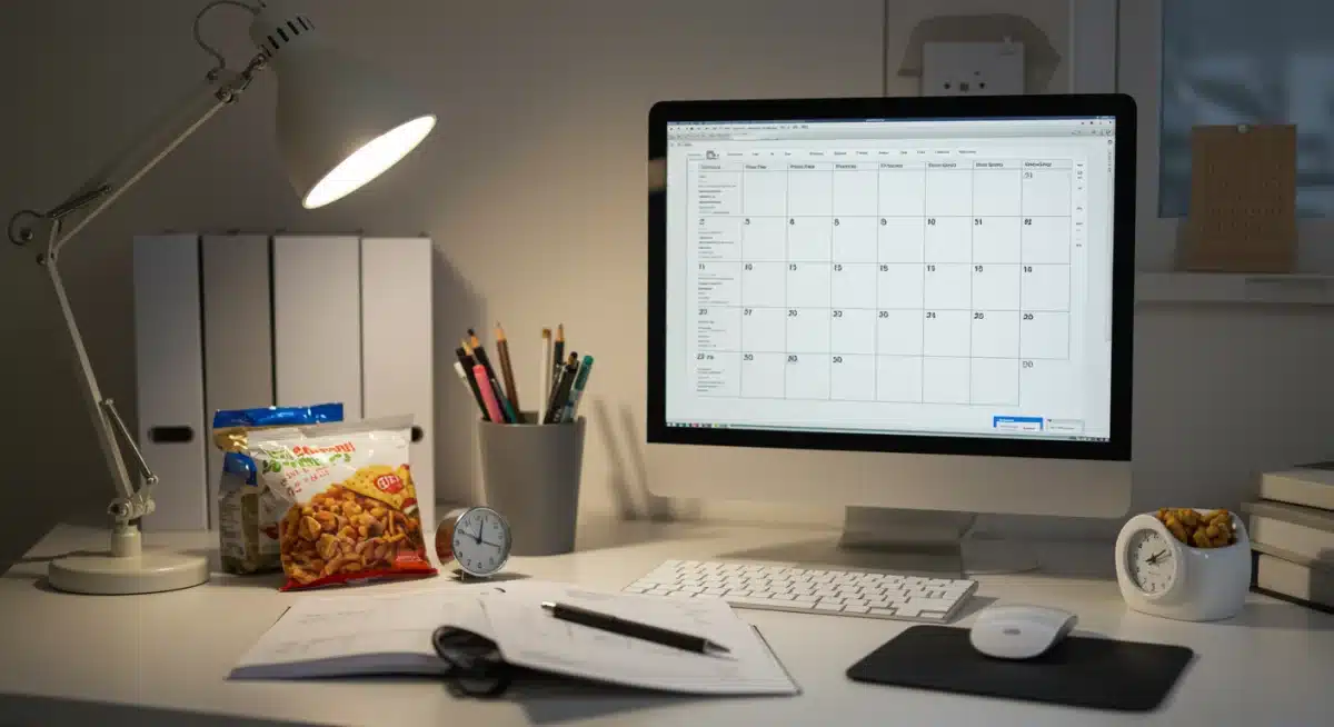 Organized home office for effective online study and time management