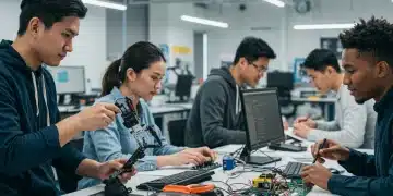 Students engaging in hands-on technical training, symbolizing CTE success.