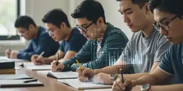 Students preparing for standardized tests, symbolizing the future of admissions.