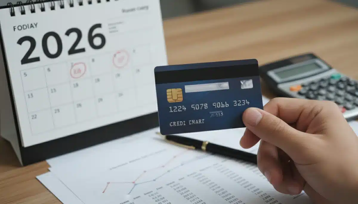 Hand holding a credit card, symbolizing responsible credit utilization for future financial goals.